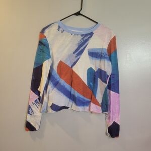 Anthropologie Maeve Abstract Long Sleeve Tee Top Size Xs